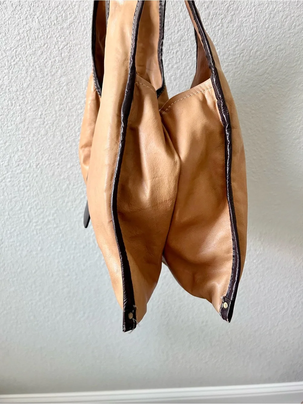Sophia Visconti Tan Italian Leather Hobo Bag with Dark Brown Buckle